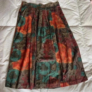 Vtg 80s Requirements Petites Pleated Scroll Pattern Skirt - Small/Medium